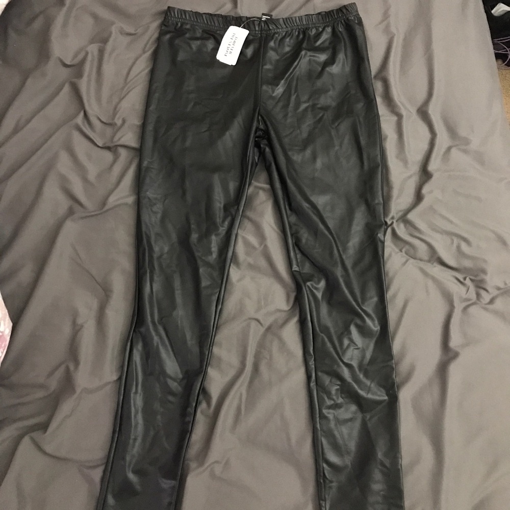 NWT Black pleather leggings